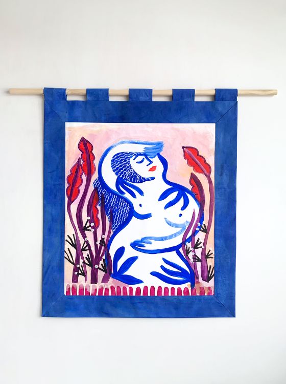 claire-sollinger-femme-bleu-jardin-secret-peinture-acrylique Peinture sur toile de Claire Sollinger : jardin secret